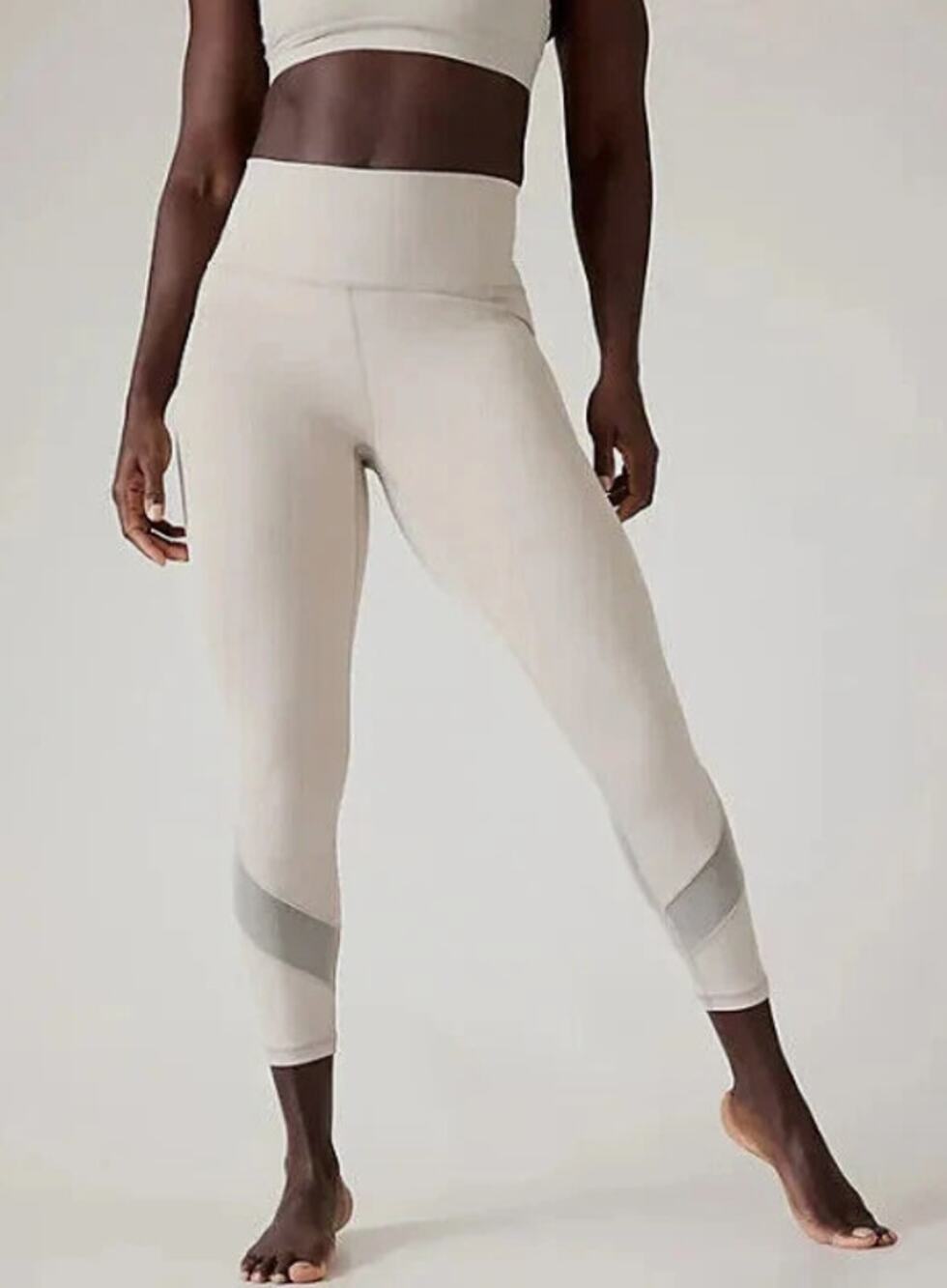 NWT Athleta Salutation Stash Mesh Leggings in Abalone Gray Size Large